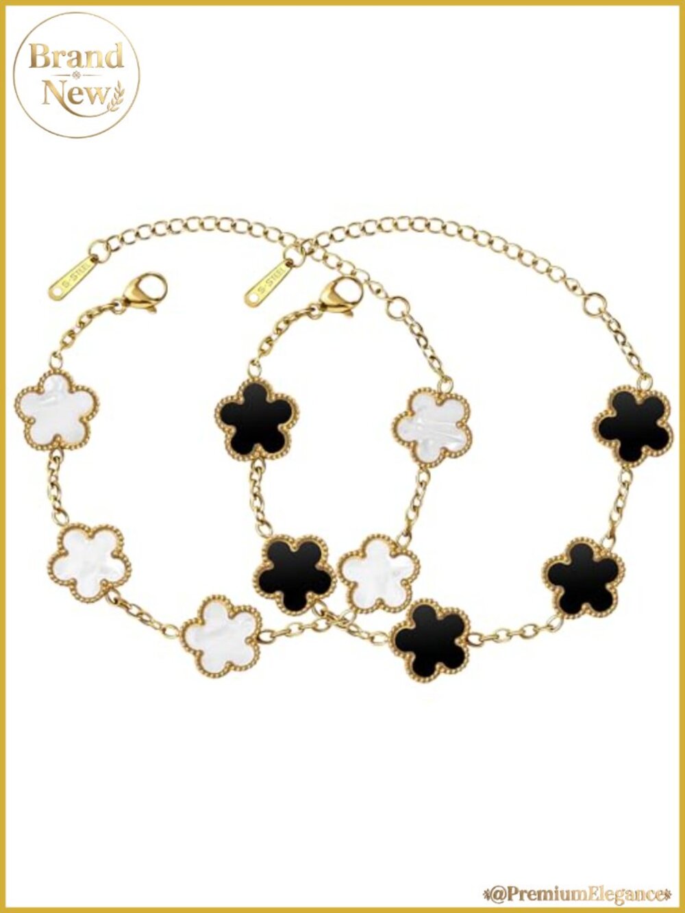 18K Gold Stainless Steel Four Leaf Clover Bracelet Women's Chain Jewelry Gift
